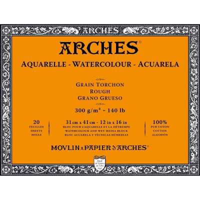 Arches Bloc Papier Aquarelle Grain Satiné 300G 41X51 cm 20 Feuilles, Weiß,  Set Pièces