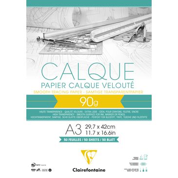 Papier calque velouté A3 Clairefontaine pour traceur - 90g