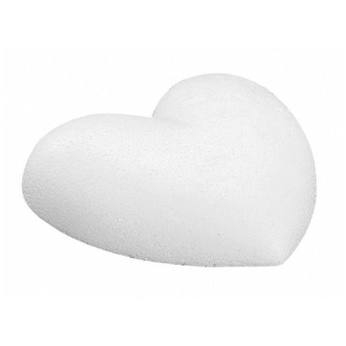 Coeur allongé en polystyrène, Forme Goutte, 12 x 8,5 cm, dos plat
