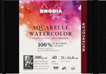 Rhodia Touch Watercolor Book, papier 100% coton grain satiné 300g - paysage, 40 pages - Noir - New