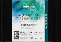 Rhodia Touch Watercolor Book, papier grain fin 100% coton 300g -paysage, 40 pages - Noir - New