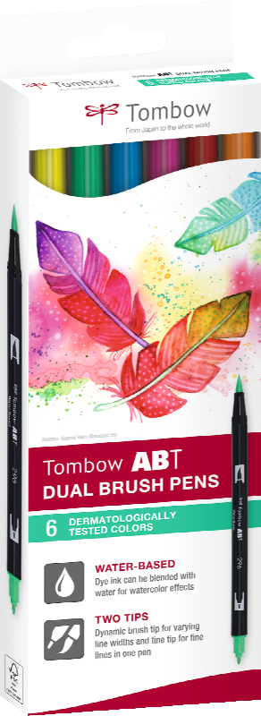 Tombow ABT Dual Brush Pen Set of 6 - Grey