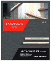  SET ARTIST PASTELS CARAN D\'ACHE OMBRE & LUMIERE X 15 pièces