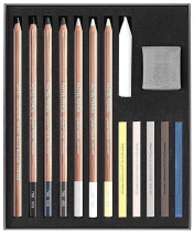  SET ARTIST PASTELS CARAN D\'ACHE OMBRE & LUMIERE X 15 pièces