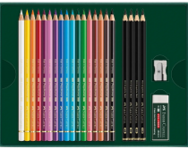 SET POLYCHROMOS & GRAPHIT MATT 23 pièces - 17 Polychromos, 4 Pitt Graphite Matt, 1 Gomme, 1 Taille Crayon